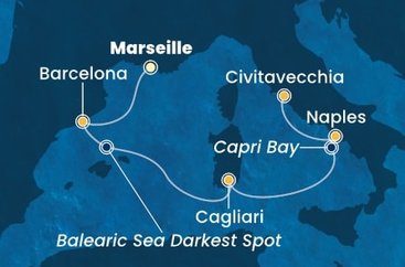 Francie, Španělsko, Itálie z Marseille na lodi Costa Smeralda