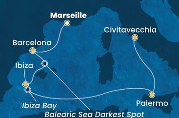 Francie, Španělsko, Itálie z Marseille na lodi Costa Smeralda