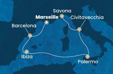 Francie, Španělsko, Itálie z Marseille na lodi Costa Smeralda