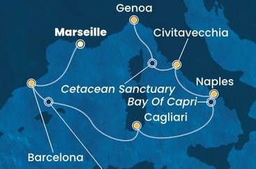 Francie, Španělsko, Itálie z Marseille na lodi Costa Smeralda