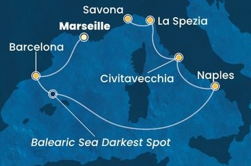 Francie, Španělsko, Itálie z Marseille na lodi Costa Toscana
