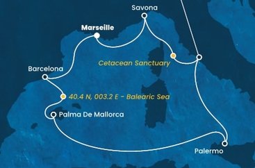 Francie, Španělsko, Itálie z Marseille na lodi Costa Toscana