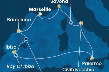 Francie, Španělsko, Itálie z Marseille na lodi Costa Toscana