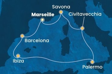 Francie, Španělsko, Itálie z Marseille na lodi Costa Smeralda