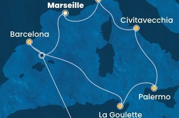 Francie, Španělsko, Tunisko, Itálie z Marseille na lodi Costa Pacifica