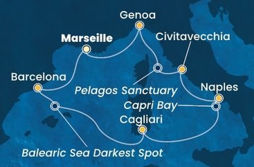 Francie, Španělsko, Itálie z Marseille na lodi Costa Smeralda