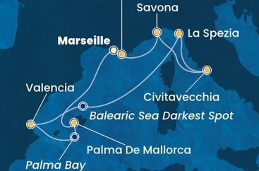 Francie, Španělsko, Itálie z Marseille na lodi Costa Pacifica