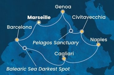 Francie, Španělsko, Itálie z Marseille na lodi Costa Smeralda