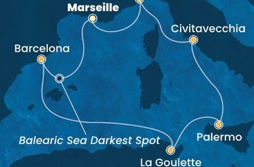 Francie, Španělsko, Tunisko, Itálie z Marseille na lodi Costa Pacifica