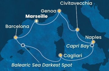 Francie, Španělsko, Itálie z Marseille na lodi Costa Smeralda