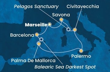 Francie, Španělsko, Itálie z Marseille na lodi Costa Toscana