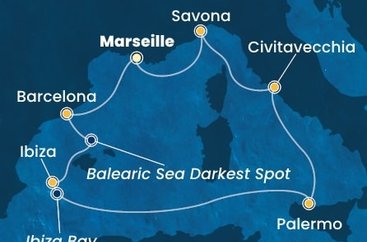 Francie, Španělsko, Itálie z Marseille na lodi Costa Toscana