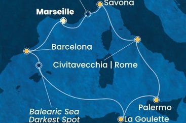 Francie, Španělsko, Tunisko, Itálie z Marseille na lodi Costa Toscana