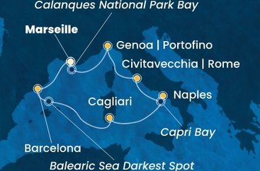 Francie, Španělsko, Itálie z Marseille na lodi Costa Toscana
