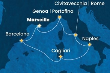 Francie, Španělsko, Itálie z Marseille na lodi Costa Smeralda