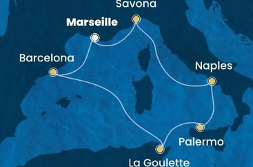 Francie, Itálie, Tunisko, Španělsko z Marseille na lodi Costa Pacifica