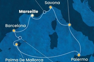 Francie, Španělsko, Itálie z Marseille na lodi Costa Toscana