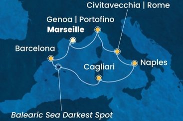 Francie, Španělsko, Itálie z Marseille na lodi Costa Toscana