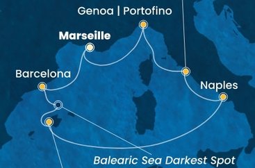 Francie, Španělsko, Itálie z Marseille na lodi Costa Toscana