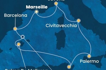 Francie, Španělsko, Tunisko, Itálie z Marseille na lodi Costa Toscana