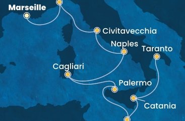 Francie, Itálie, Malta z Marseille na lodi Costa Serena