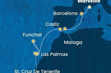 Francie, Španělsko, Portugalsko z Marseille na lodi Costa Smeralda