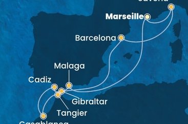 Francie, Itálie, Španělsko, Maroko, Velká Británie z Marseille na lodi Costa Diadema