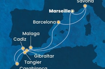 Francie, Španělsko, Velká Británie, Maroko, Itálie z Marseille na lodi Costa Favolosa