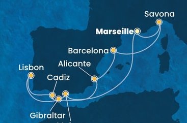 Francie, Itálie, Španělsko, Portugalsko, Velká Británie z Marseille na lodi Costa Diadema