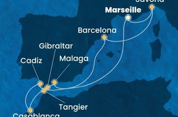 Francie, Itálie, Španělsko, Velká Británie, Maroko z Marseille na lodi Costa Fascinosa