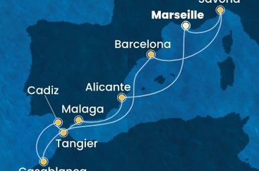 Francie, Itálie, Španělsko, Maroko z Marseille na lodi Costa Diadema