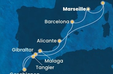 Francie, Itálie, Španělsko, Maroko, Velká Británie z Marseille na lodi Costa Fortuna