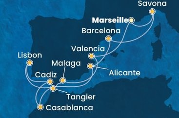 Francie, Itálie, Španělsko, Portugalsko, Maroko z Marseille na lodi Costa Serena