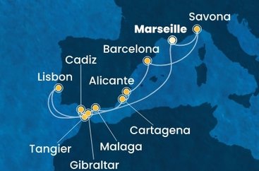 Francie, Itálie, Španělsko, Maroko, Velká Británie, Portugalsko z Marseille na lodi Costa Diadema