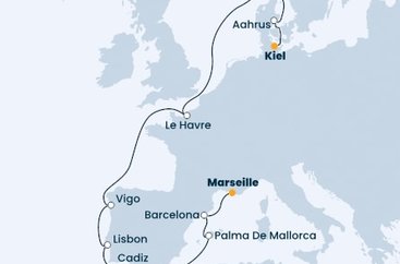 Francie, Španělsko, Portugalsko, Norsko, Dánsko, Německo z Marseille na lodi Costa Fascinosa