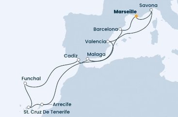 Francie, Itálie, Španělsko, Portugalsko z Marseille na lodi Costa Diadema