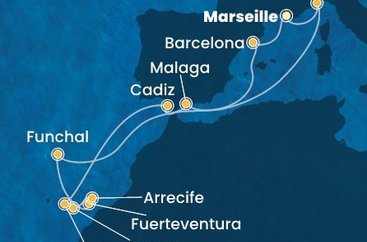 Francie, Itálie, Španělsko, Portugalsko z Marseille na lodi Costa Fortuna