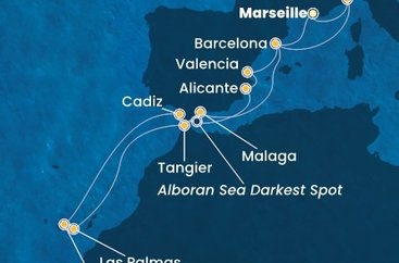 Francie, Španělsko, Tenerife, Gran Canaria, Maroko, , Itálie z Marseille na lodi Costa Toscana