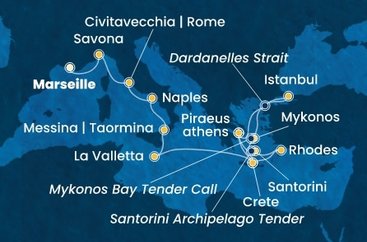 Francie, Itálie, Malta, Řecko, Turecko,  z Marseille na lodi Costa Pacifica