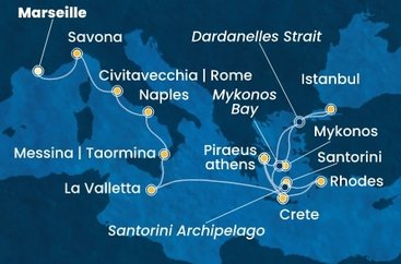 Francie, Itálie, Malta, Řecko, Turecko z Marseille na lodi Costa Pacifica