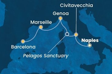Itálie, Francie, Španělsko z Neapole na lodi Costa Smeralda