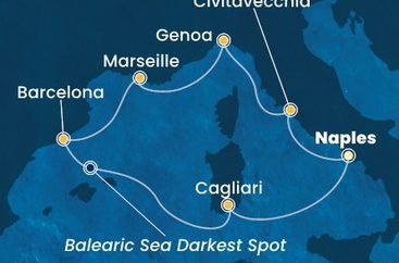 Itálie, Francie, Španělsko z Neapole na lodi Costa Smeralda