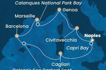 Itálie, Francie, Španělsko z Neapole na lodi Costa Smeralda