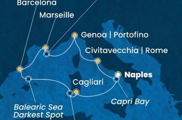 Itálie, Francie, Španělsko z Neapole na lodi Costa Smeralda