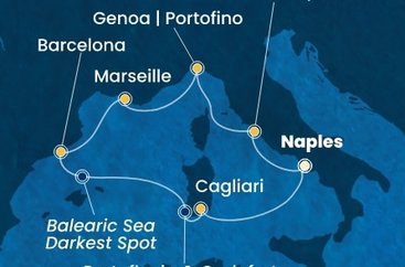 Itálie, Francie, Španělsko z Neapole na lodi Costa Smeralda