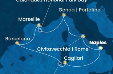 Itálie, Francie, Španělsko z Neapole na lodi Costa Smeralda