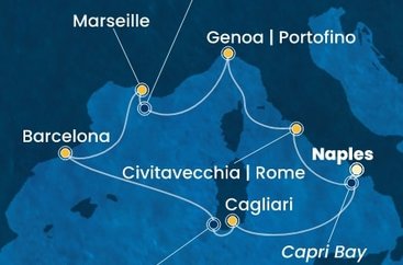 Itálie, Francie, Španělsko z Neapole na lodi Costa Smeralda