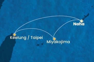 Japonsko, Tchaj-wan z Naha na lodi Costa Serena