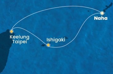 Japonsko, Tchaj-wan z Naha na lodi Costa Serena