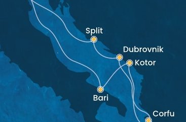 Itálie, Černá Hora, Řecko, Chorvatsko z Marghery na lodi Costa Deliziosa